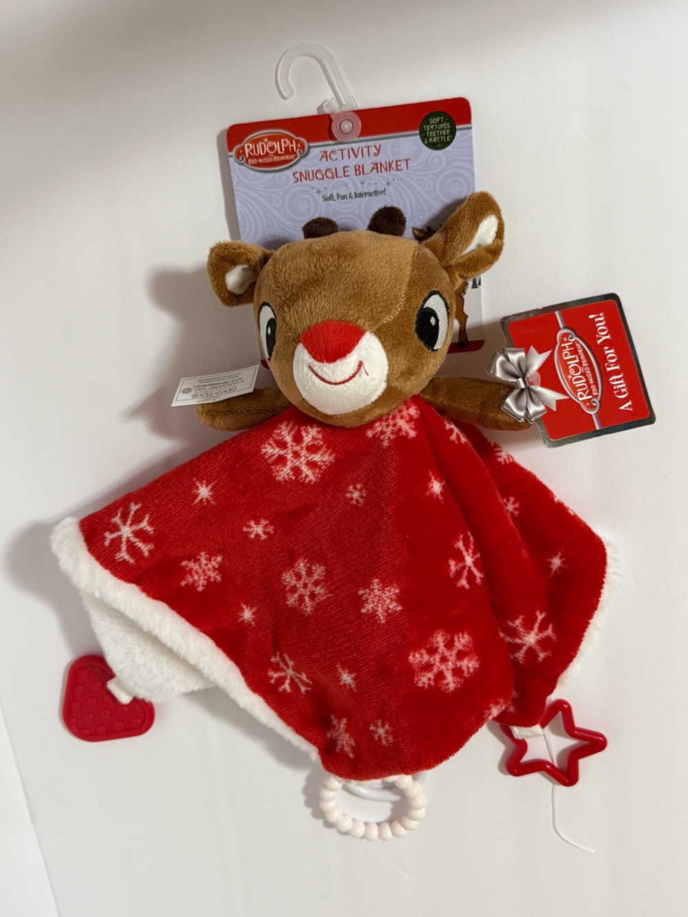 My First Rudolph Reindeer Red Security Snuggle Blanket Soft Toy Satin Lovey NEW